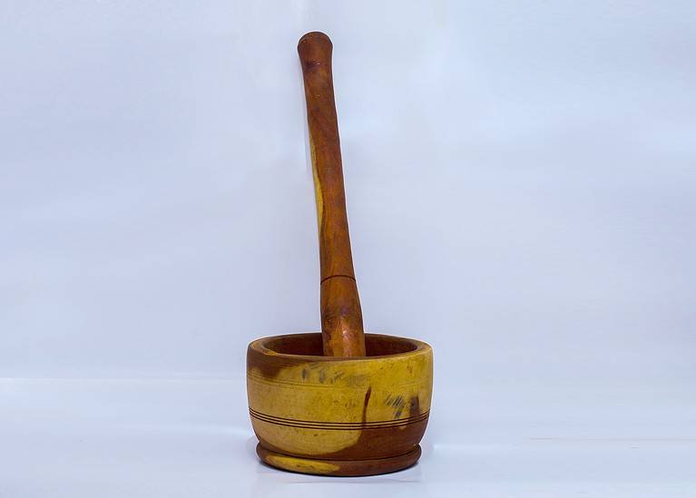 wooden mortar and pestle