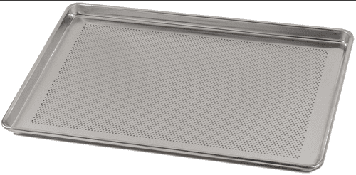 Perforated baking tray for even baking