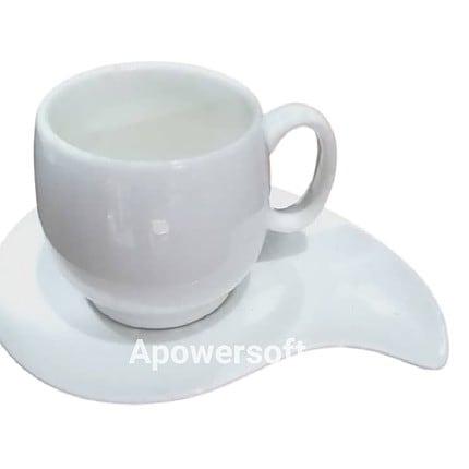 White stylish porcelain 6pcs teacups and 6pcs saucers