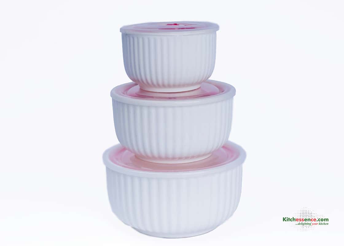 microwavable porcelain 3pcs bowls with lid