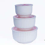 microwavable porcelain 3pcs bowls with lid