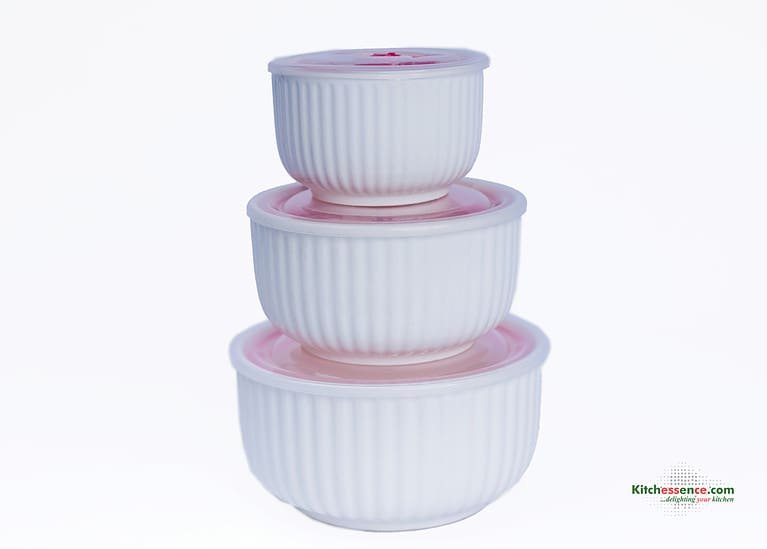 microwavable porcelain 3pcs bowls with lid