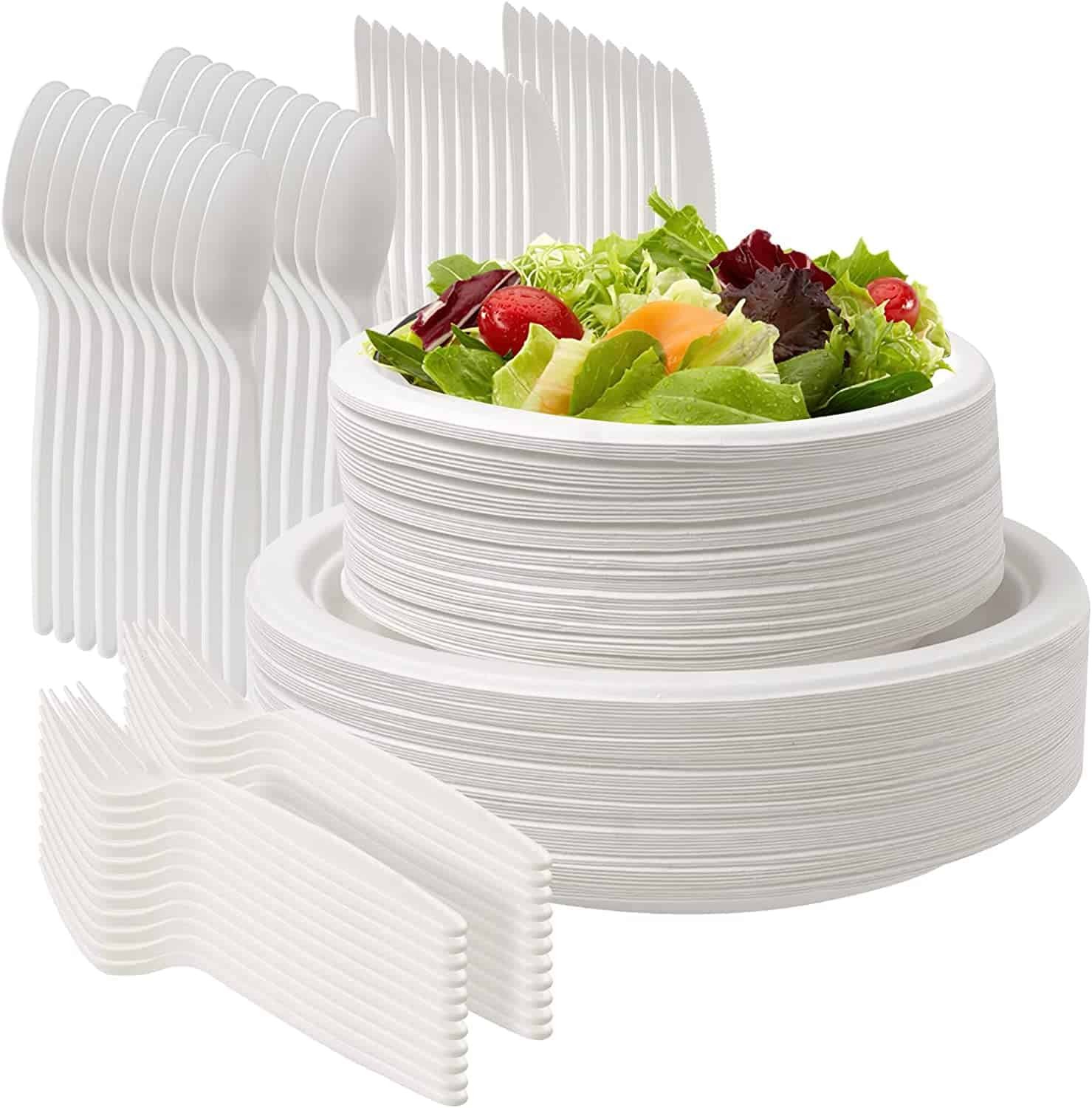 thumbnail image 2 of White Plastic Plates – Reusable Dishes, 3-Pack, Art Deco Style, For Catering & Parties By Venuspackagingltd 2 of 4