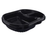 3 compartment disposable plate with lid