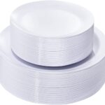 60pcs disposable white dinner plate for parties-Dinner plates and side plates