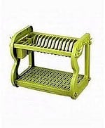 ABS Plastic 2-Tier Plate Rack - Green, Red