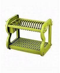 ABS Plastic 2-Tier Plate Rack - Green, Red