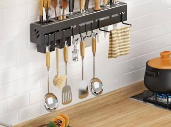 Aluminum Kitchen Utensil Rack Wall Mounted for Homes, Hotels, and Restaurants