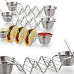Stainless Steel Taco Holder with 2 Sauce Bowls For Hotels and Restaurants