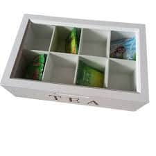Wooden Tea Box with 8 Storage Compartments for Tea Collection