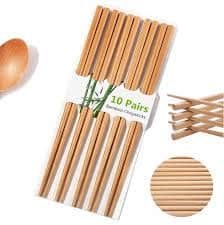 Bamboo Chinese Chopsticks 10 Pairs for Homes, Hotels, and Restaurants