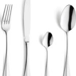 Curved 18/0 Stainless Steel Dinner Set - Spoons, Forks, Knives and Teaspoons for Homes, Hotels and Restaurants