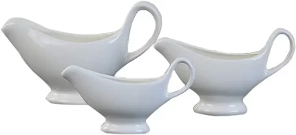 White Porcelain Sauce/Gravy Boat Jug Containers with Handle for Homes, Hotels, and Restaurants
