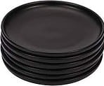 Matte Black Round Dinner Plate 6pcs for Homes, Hotels, and Restaurants