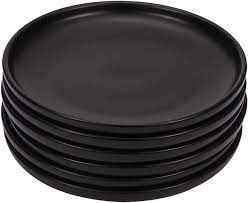 Matte Black Round Dinner Plate 6pcs for Homes, Hotels, and Restaurants