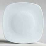 12pcs White Curved Porcelain Round Dinner Plate for Homes, Hotels and Restaurants