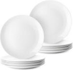 12pcs White Round Porcelain Dinner Buffet Plate for Homes, Hotels and Restaurants