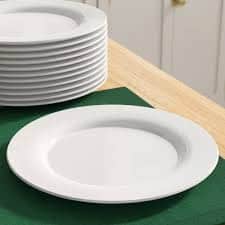 12pcs White Round Porcelain Dinner Plate for Homes, Hotels and Restaurant