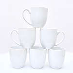 White Mug Cups 6 Pcs for Homes, Hotels, and Restaurants