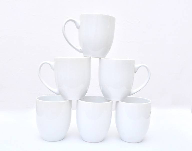 White Mug Cups 6 Pcs for Homes, Hotels, and Restaurants