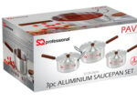 Pavo Galaxis Range SQ Professional Aluminum 3pcs Saucepan Set for Homes, Hotels, and Restaurants