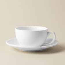 White Round Porcelain Teacup and Saucer 6pcs for Homes, Hotels, and Restaurants