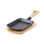 Cast iron Shovel Shape Sizzling Plate with Wooden Platter 2pcs for Hotels and Restaurants