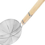 Stainless Steel Wire Skimmer with Long Wooden Handle for Homes, Hotels, and Restauran