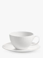 White Round Porcelain Teacup and Saucer 6pcs for Homes, Hotels, and Restaurants