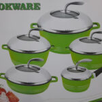 Home Mate Aluminum Premium Nonstick Cookware 5 Pcs, Green for Homes, Hotels, and Restaurants