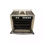 Scanfrost 4-Burner Gas Cooker with Gas Oven, Grill, 2 Electric Plate, and Full Auto Ignition, 90x60cm - SFC9423SS for Homes, Hotels, and Restaurants