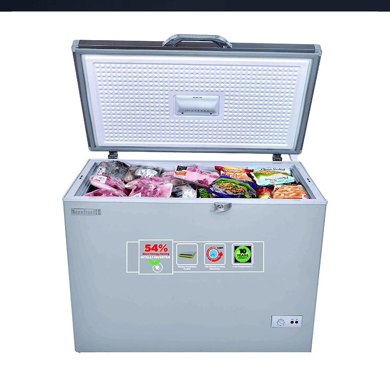 Scanfrost Inverter Chest Freezer With Digital Thermostat Controller Display 300 Liters - SFL300INV Homes, Hotels, and Restaurants