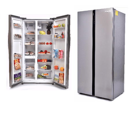 Scanfrost Side By Side Refrigerator 500 Liters Recessed Handle and Water Dispenser - SFSBS500B for Homes, Hotels, and Restaurants