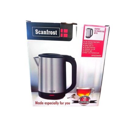 Scanfrost Stainless Steel Kettle 2.0L- SFKES1800W for Homes, Hotels, and Restaurants
