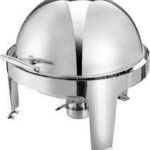 Stainless Steel Round Roll Top Chafing Dish for Homes, Hotels, and Restaurants
