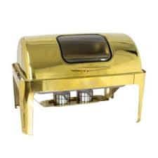 Gold Chafing Dish with Glass Lid for Homes, Hotels, and Restaurants