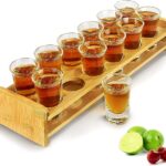 12pcs Bamboo Shot Glass Set Holder Straight Design for Homes, Bars, Hotels, and Restaurants