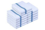 12pcs Set of White and Blue Stripe Kitchen Towel for Homes, Hotels, and Restaurants