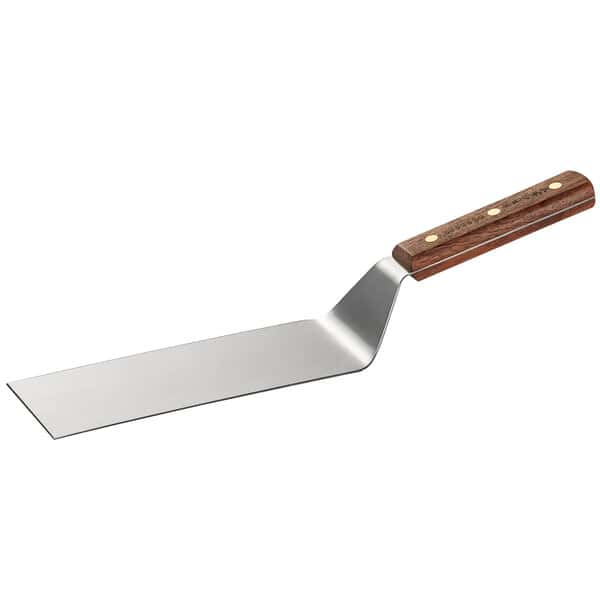 3 by 8 Stainless Steel Turner and Grill Scraper with Wooden Handle for Homes, Hotels, and Restaurants
