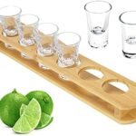6pcs Bamboo Shot Glass Set Holder Straight Design for Homes, Bars, Hotels, and Restaurants