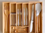 Expandable Wooden Cutlery and Utensil Drawer Rack for Homes, Hotels, and Restaurants