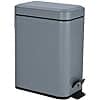 Set of Rectangular Pedal Bin and Toilet Brush with Removable Bucket 5L - Grey for Hotels and Restaurants