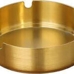 Gold Round Stainless Steel Ashtray for Homes, Hotels, and Restaurants
