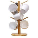Bamboo Mug Holder Tree with 6 Hooks for Homes, Hotels, and Restaurants