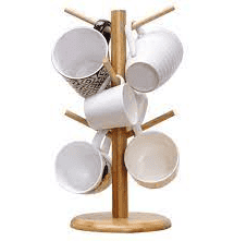 Bamboo Mug Holder Tree with 8 Hooks for Homes, Hotels, and Restaurants