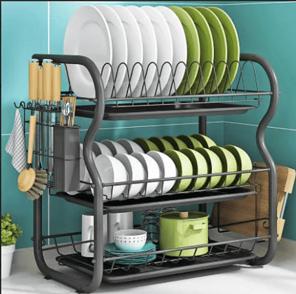 3 Tier Chrome Plate Rack for Homes, Hotels, and Restaurants