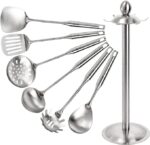 7pcs Stainless Steel Silver Heavy Gauge Cooking Spoon for Homes, Hotels, and Restaurants