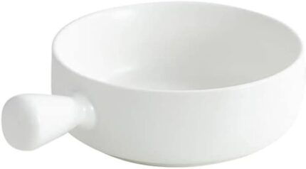 White Porcelain Soup Bowl with Handle 550ml for Homes, Hotels, and Restaurants