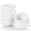 White Porcelain Soup Bowl with 2 Handles 6pcs for Homes, Hotels, and Restaurants