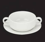 White Porcelain Soup Bowl with 2 Handles and Saucer 6pcs for Homes, Hotels, and Restaurants